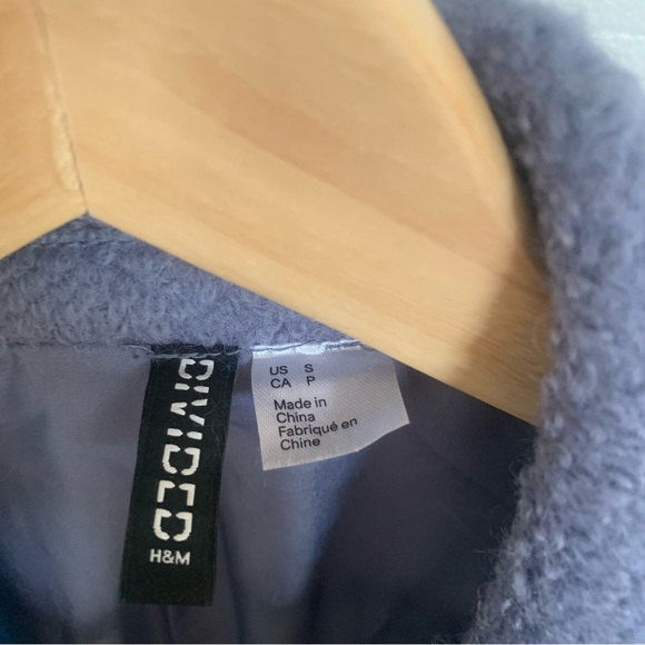 H&M blue wool bouclé coat - Picture 3 of 6